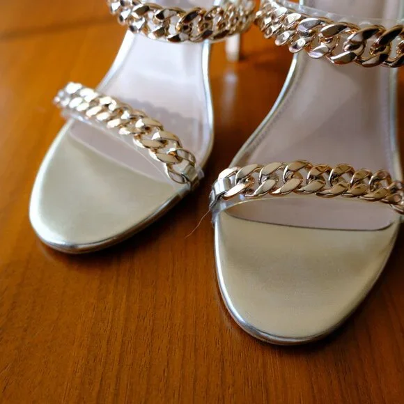 BCBG Generation Gold Chain & clear sandal pumps - Picture 3 of 5